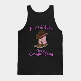 Boots and Bling It Is a Cowgirl Thing Horse Lover Tank Top